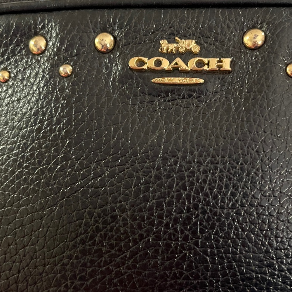 Coach Black Leather Studded Shoulder / Crossbody Bag - Picture 10 of 10